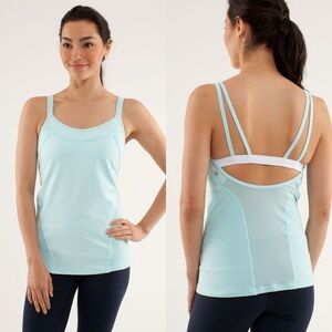 Lululemon Ignite Strappy Tank Top Aquamarine Size 4 W1D08S Shelf Bra (No Pads)